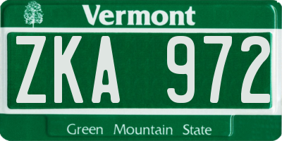 VT license plate ZKA972
