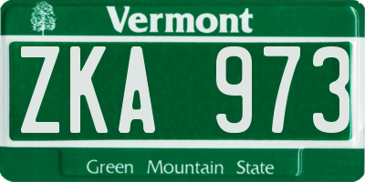 VT license plate ZKA973