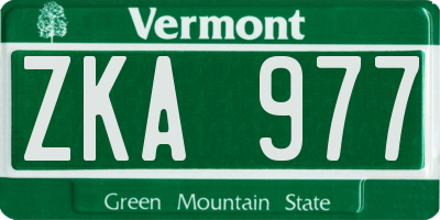 VT license plate ZKA977