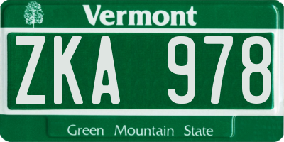VT license plate ZKA978
