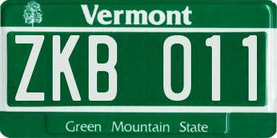 VT license plate ZKB011