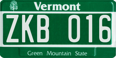 VT license plate ZKB016