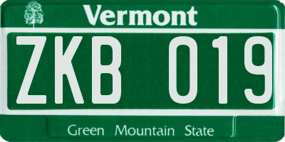 VT license plate ZKB019