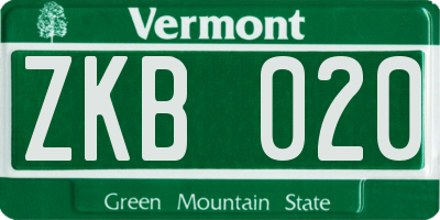 VT license plate ZKB020
