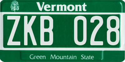 VT license plate ZKB028