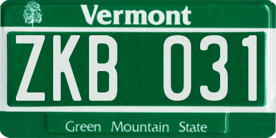 VT license plate ZKB031