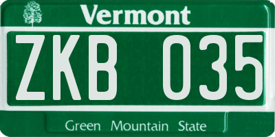 VT license plate ZKB035