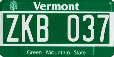 VT license plate ZKB037