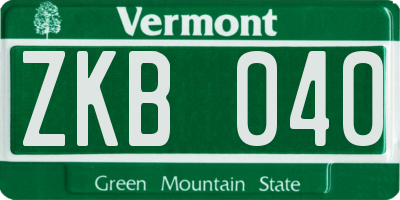 VT license plate ZKB040