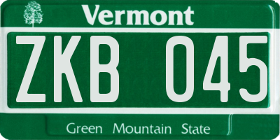 VT license plate ZKB045