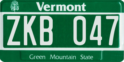 VT license plate ZKB047