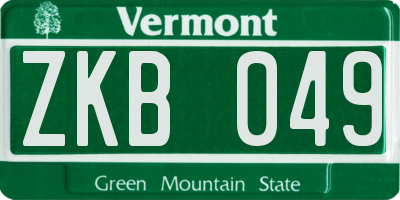 VT license plate ZKB049