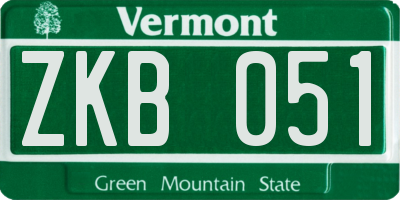 VT license plate ZKB051