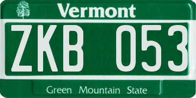 VT license plate ZKB053
