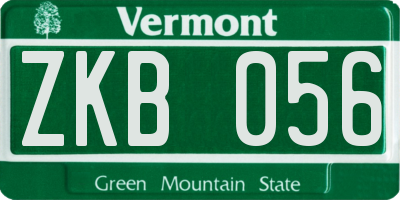 VT license plate ZKB056