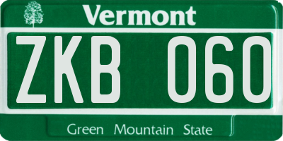 VT license plate ZKB060