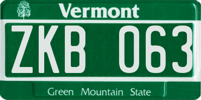 VT license plate ZKB063