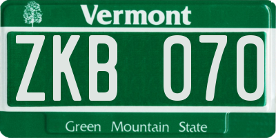 VT license plate ZKB070