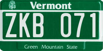 VT license plate ZKB071