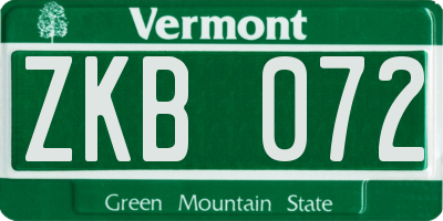 VT license plate ZKB072