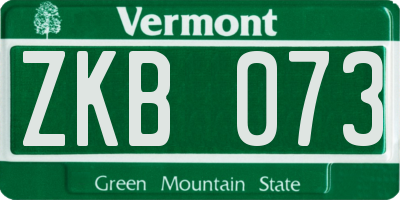 VT license plate ZKB073