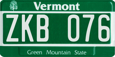 VT license plate ZKB076