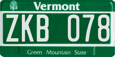 VT license plate ZKB078