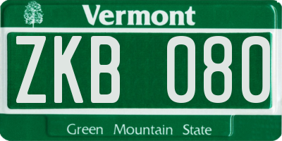 VT license plate ZKB080