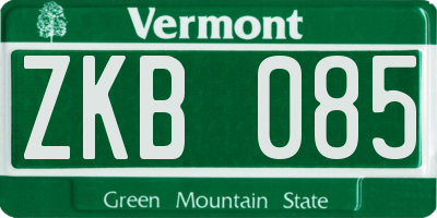 VT license plate ZKB085