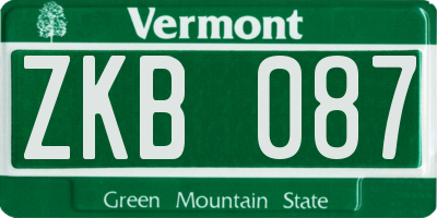 VT license plate ZKB087