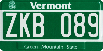 VT license plate ZKB089