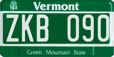 VT license plate ZKB090