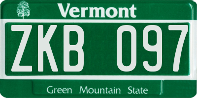 VT license plate ZKB097