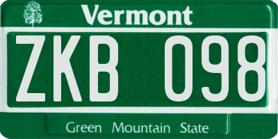 VT license plate ZKB098