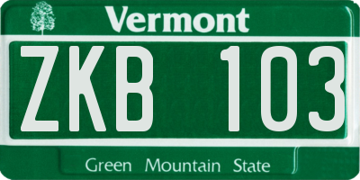 VT license plate ZKB103