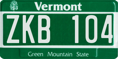 VT license plate ZKB104