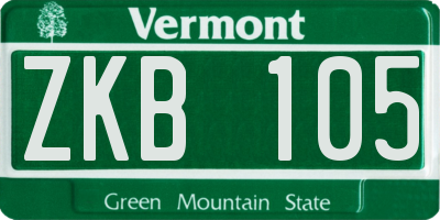VT license plate ZKB105