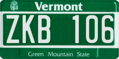VT license plate ZKB106