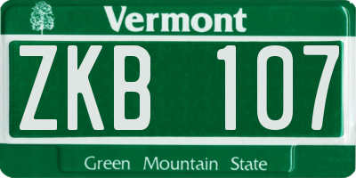 VT license plate ZKB107