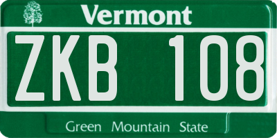 VT license plate ZKB108