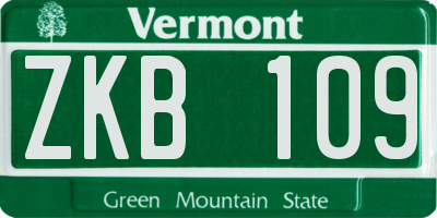 VT license plate ZKB109