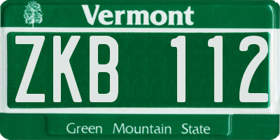 VT license plate ZKB112