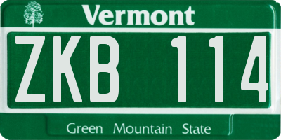 VT license plate ZKB114
