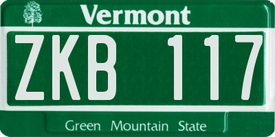 VT license plate ZKB117