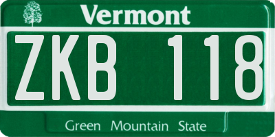 VT license plate ZKB118