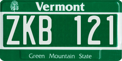 VT license plate ZKB121