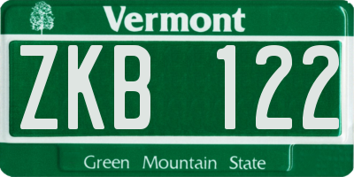 VT license plate ZKB122