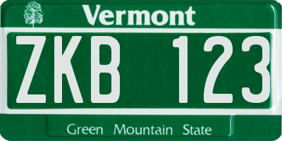 VT license plate ZKB123