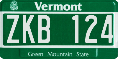 VT license plate ZKB124