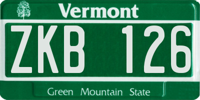 VT license plate ZKB126